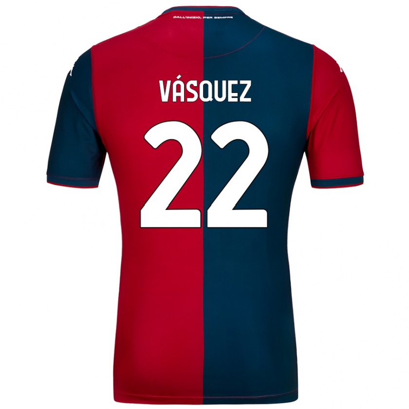 Kandiny Uomo Maglia Johan Vásquez #22 Rosso Blu Scuro Kit Gara Home 2024/25 Maglietta