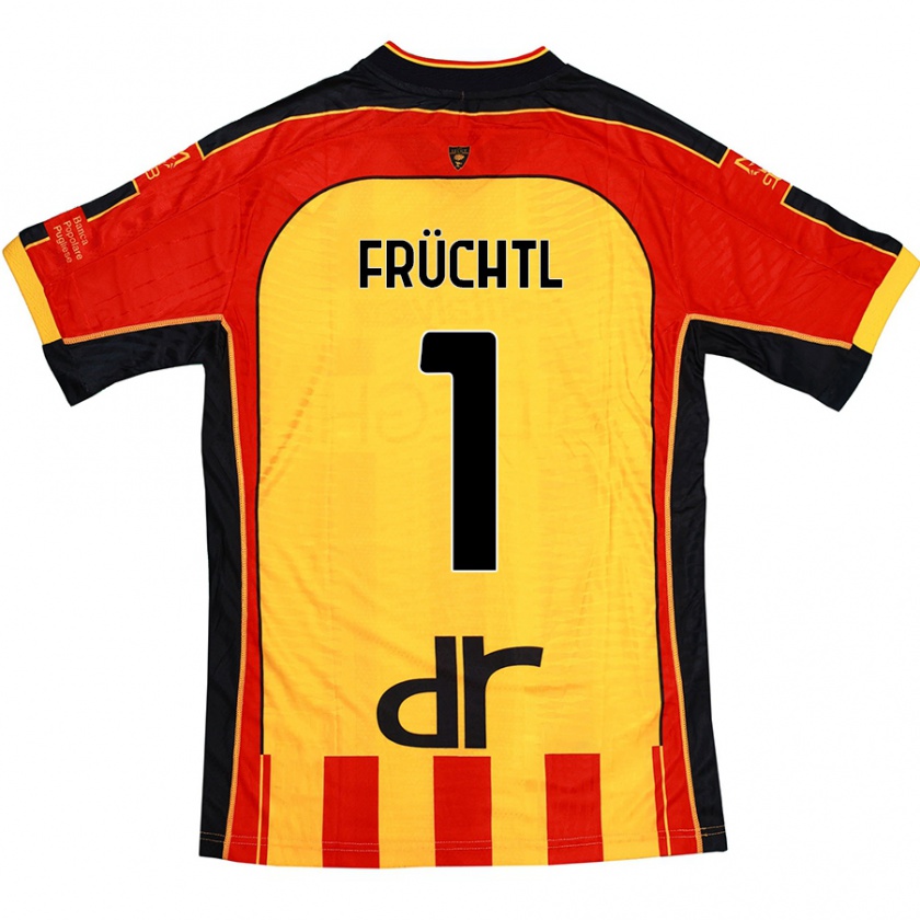 Kandiny Uomo Maglia Christian Früchtl #1 Giallo Rosso Kit Gara Home 2024/25 Maglietta