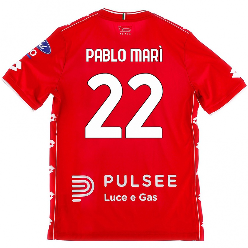 Kandiny Hombre Camiseta Pablo Marí #22 Rojo Blanco 1ª Equipación 2024/25 La Camisa