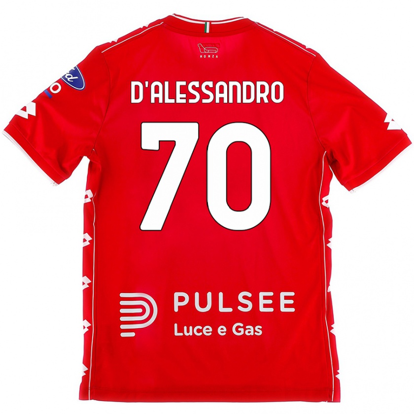 Kandiny Hombre Camiseta Marco D'alessandro #70 Rojo Blanco 1ª Equipación 2024/25 La Camisa