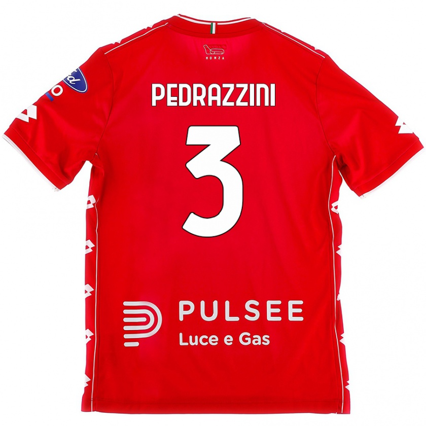 Kandiny Uomo Maglia Carlo Pedrazzini #3 Rosso Bianco Kit Gara Home 2024/25 Maglietta