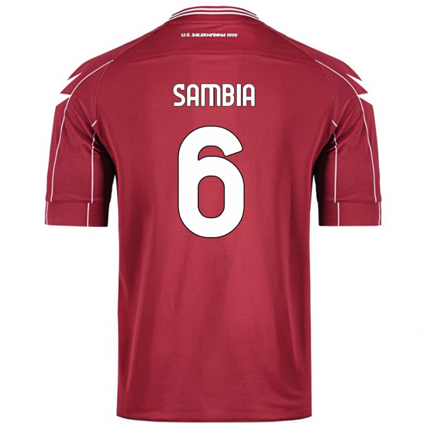 Kandiny Herren Junior Sambia #6 Burgundrot Heimtrikot Trikot 2024/25 T-Shirt Österreich