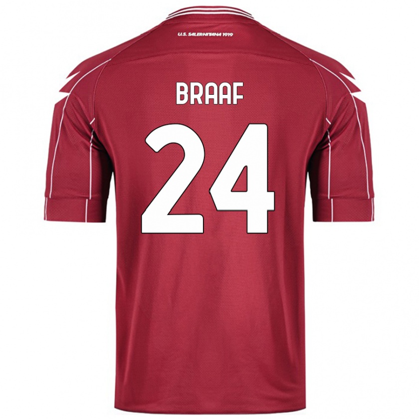 Kandiny Heren Jayden Braaf #24 Bordeauxrood Thuisshirt Thuistenue 2024/25 T-Shirt België