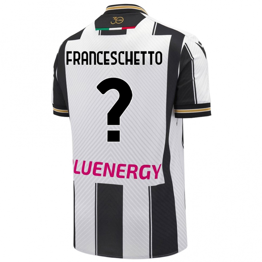 Kandiny Hombre Camiseta Mattia Franceschetto #0 Blanco Negro 1ª Equipación 2024/25 La Camisa