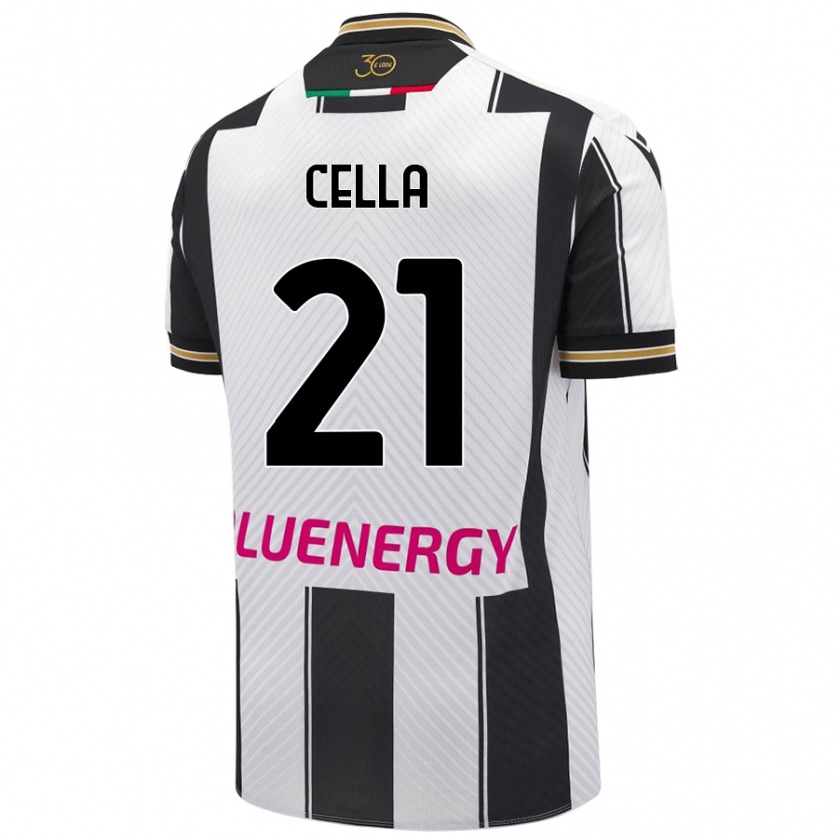 Kandiny Hombre Camiseta Leonardo Cella #21 Blanco Negro 1ª Equipación 2024/25 La Camisa