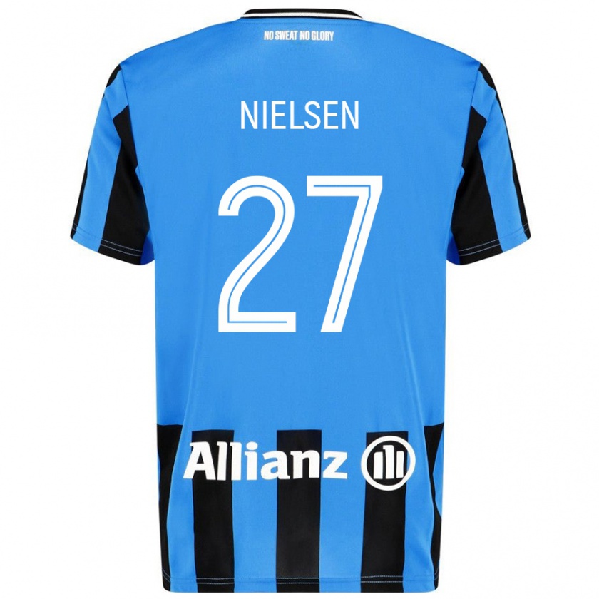 Kandiny Uomo Maglia Casper Nielsen #27 Azzurro Nero Kit Gara Home 2024/25 Maglietta