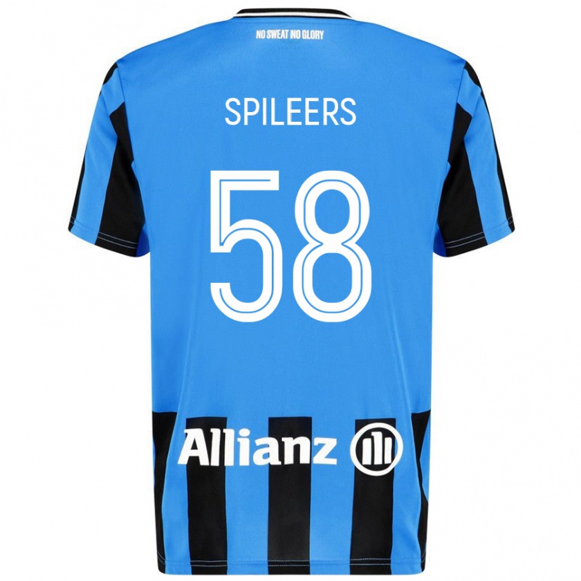 Kandiny Uomo Maglia Jorne Spileers #58 Azzurro Nero Kit Gara Home 2024/25 Maglietta