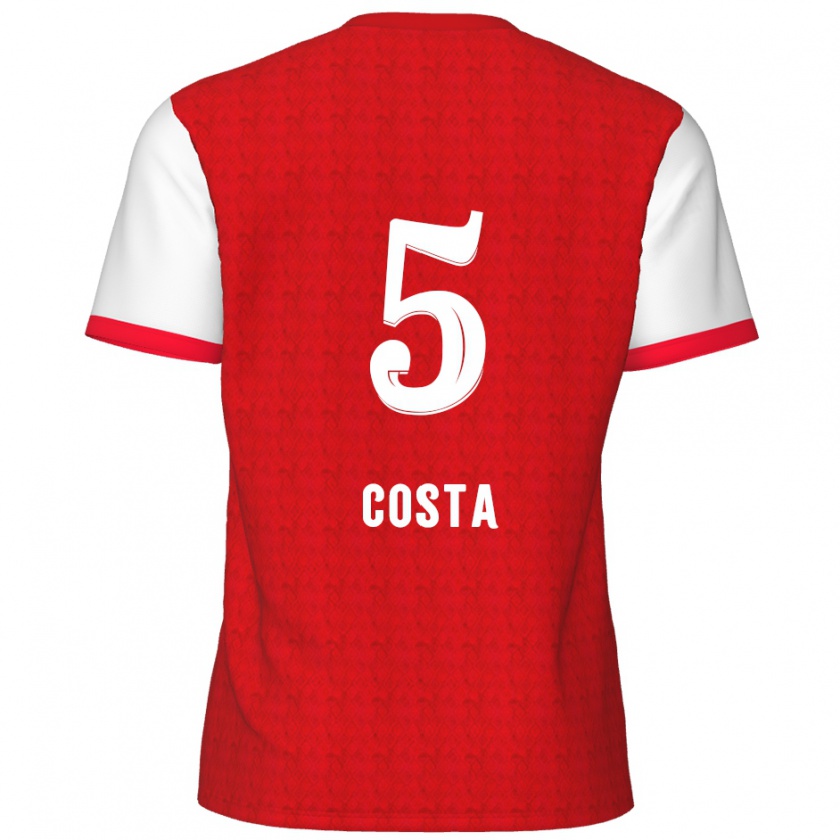 Kandiny Heren Ayrton Costa #5 Rood Wit Thuisshirt Thuistenue 2024/25 T-Shirt België