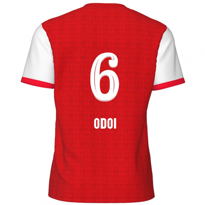 Kandiny Hombre Camiseta Denis Odoi #6 Rojo Blanco 1ª Equipación 2024/25 La Camisa