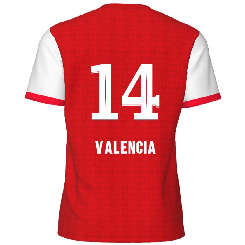 Kandiny Heren Anthony Valencia #14 Rood Wit Thuisshirt Thuistenue 2024/25 T-Shirt België