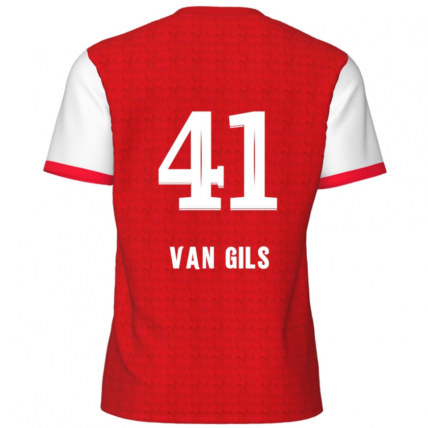 Kandiny Hombre Camiseta Mathis Van Gils #41 Rojo Blanco 1ª Equipación 2024/25 La Camisa