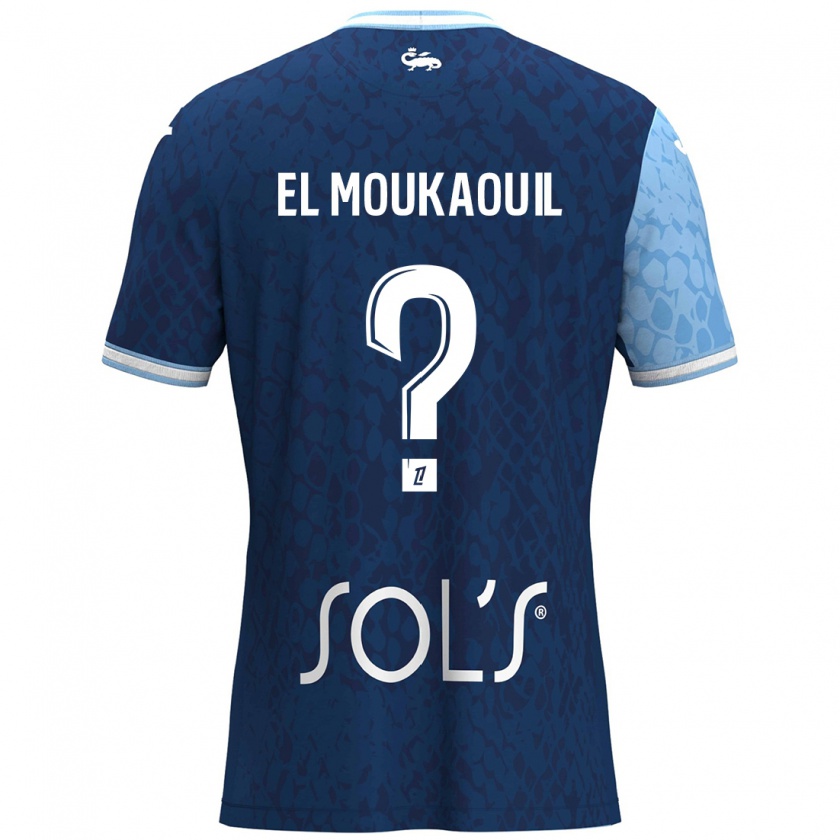 Kandiny Homem Camisola Mohamed El Moukaouil #0 Azul Céu Azul Escuro Principal 2024/25 Camisa Brasil