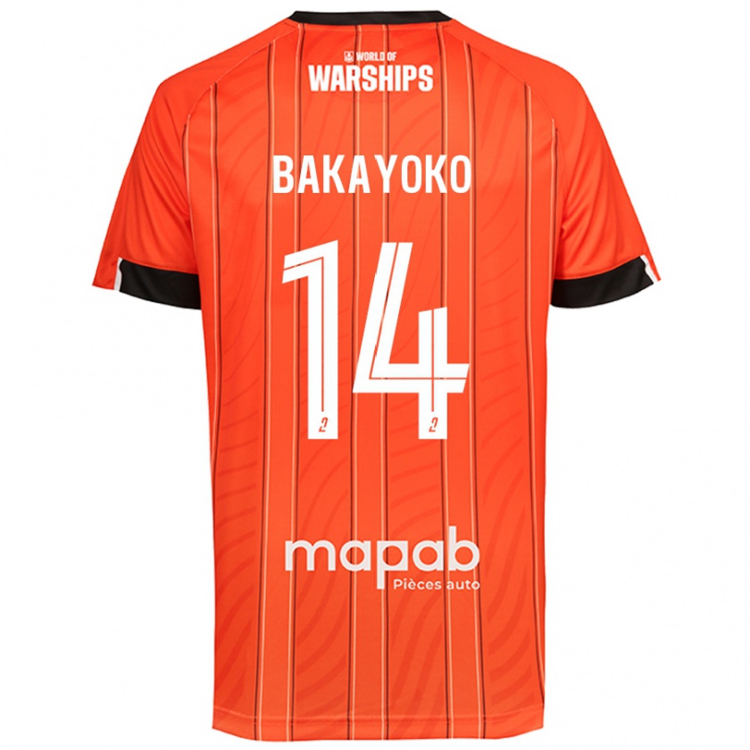 Kandiny Män Tiemoué Bakayoko #14 Orange Hemmatröja Matchtröjor 2024/25 Tröjor T-Tröja