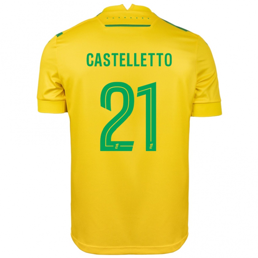 Kandiny Uomo Maglia Jean-Charles Castelletto #21 Giallo Verde Kit Gara Home 2024/25 Maglietta