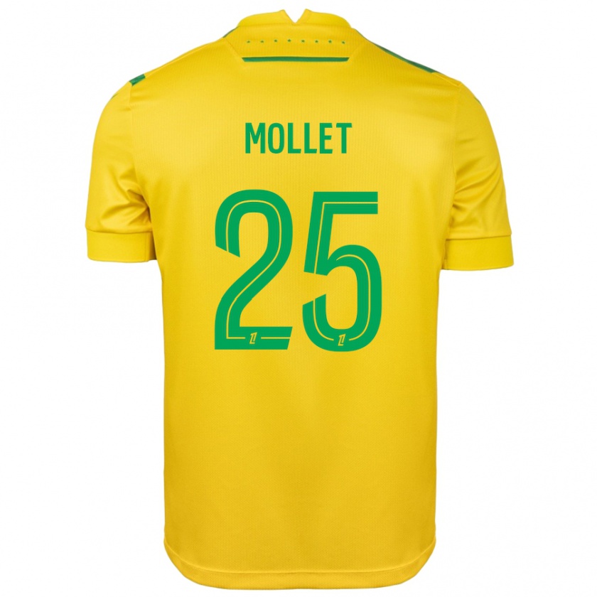 Kandiny Hombre Camiseta Florent Mollet #25 Amarillo Verde 1ª Equipación 2024/25 La Camisa