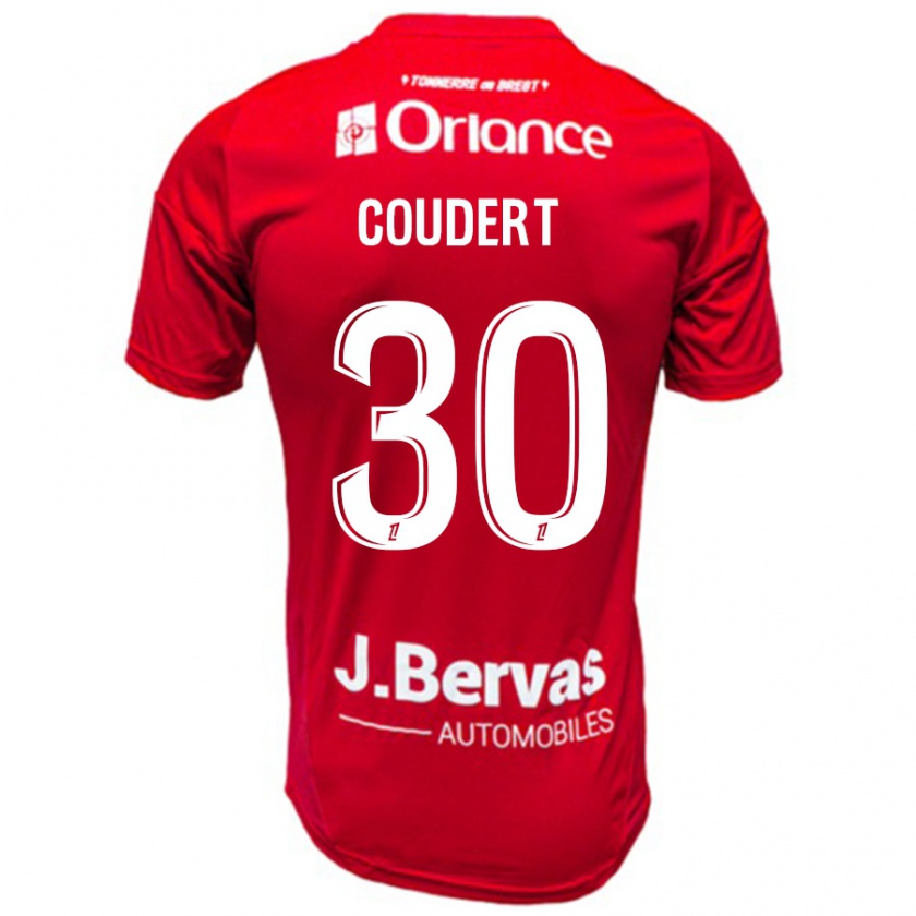 Kandiny Hombre Camiseta Grégoire Coudert #30 Rojo Blanco 1ª Equipación 2024/25 La Camisa