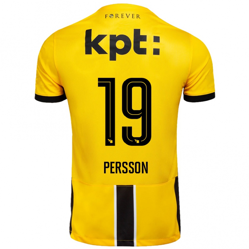 Kandiny Män Noah Persson #19 Gul Svart Hemmatröja Matchtröjor 2024/25 Tröjor T-Tröja