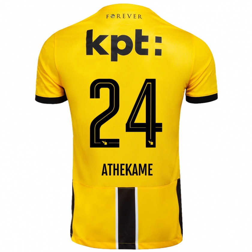 Kandiny Heren Zachary Athekame #24 Geel Zwart Thuisshirt Thuistenue 2024/25 T-Shirt België