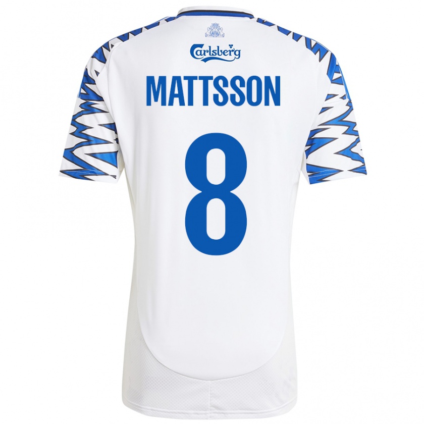 Kandiny Män Magnus Mattsson #8 Vit Himmelsblå Hemmatröja Matchtröjor 2024/25 Tröjor T-Tröja