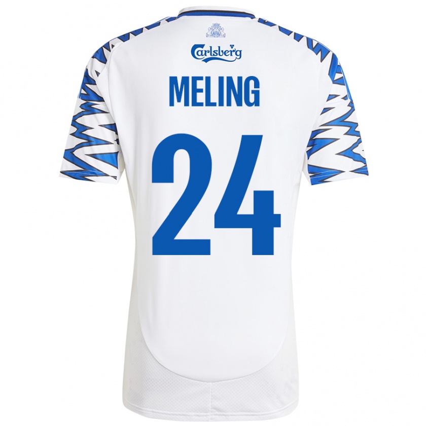 Kandiny Heren Birger Meling #24 Wit Hemelsblauw Thuisshirt Thuistenue 2024/25 T-Shirt België