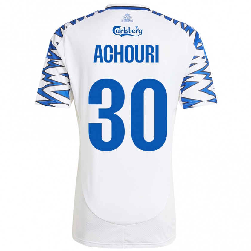 Kandiny Herren Elias Achouri #30 Weiß Himmelblau Heimtrikot Trikot 2024/25 T-Shirt Österreich