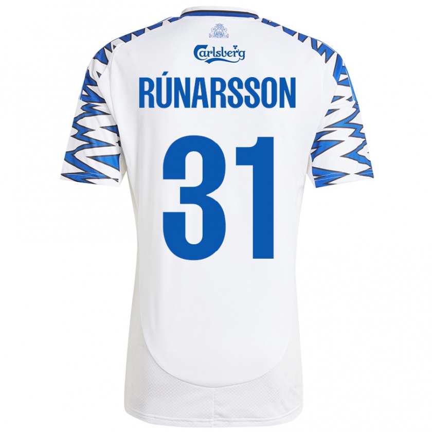 Kandiny Męski Rúnar Alex Rúnarsson #31 Biały Błękitny Domowa Koszulka 2024/25 Koszulki Klubowe