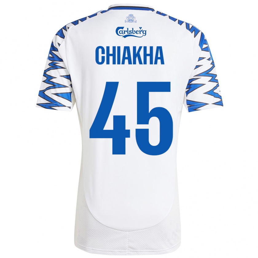 Kandiny Heren Amin Chiakha #45 Wit Hemelsblauw Thuisshirt Thuistenue 2024/25 T-Shirt België