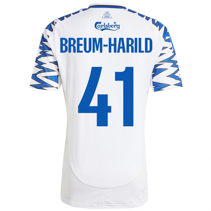 Kandiny Heren Tobias Breum-Harild #41 Wit Hemelsblauw Thuisshirt Thuistenue 2024/25 T-Shirt België