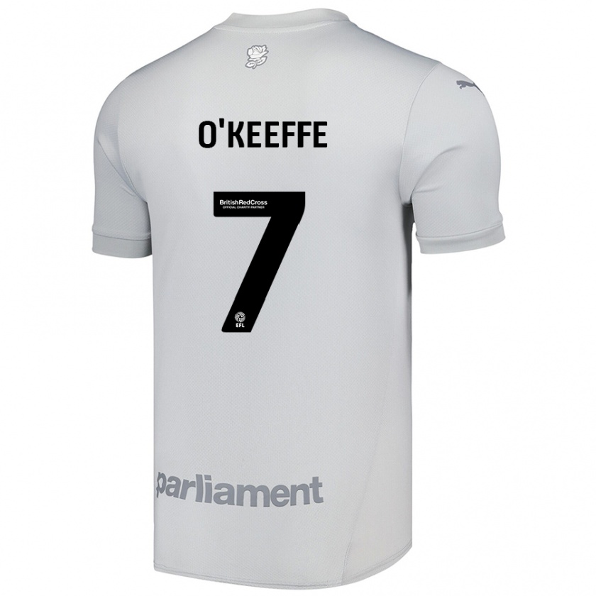 Kandiny Uomo Maglia Corey O'keeffe #7 Grigio Argento Kit Gara Away 2024/25 Maglietta