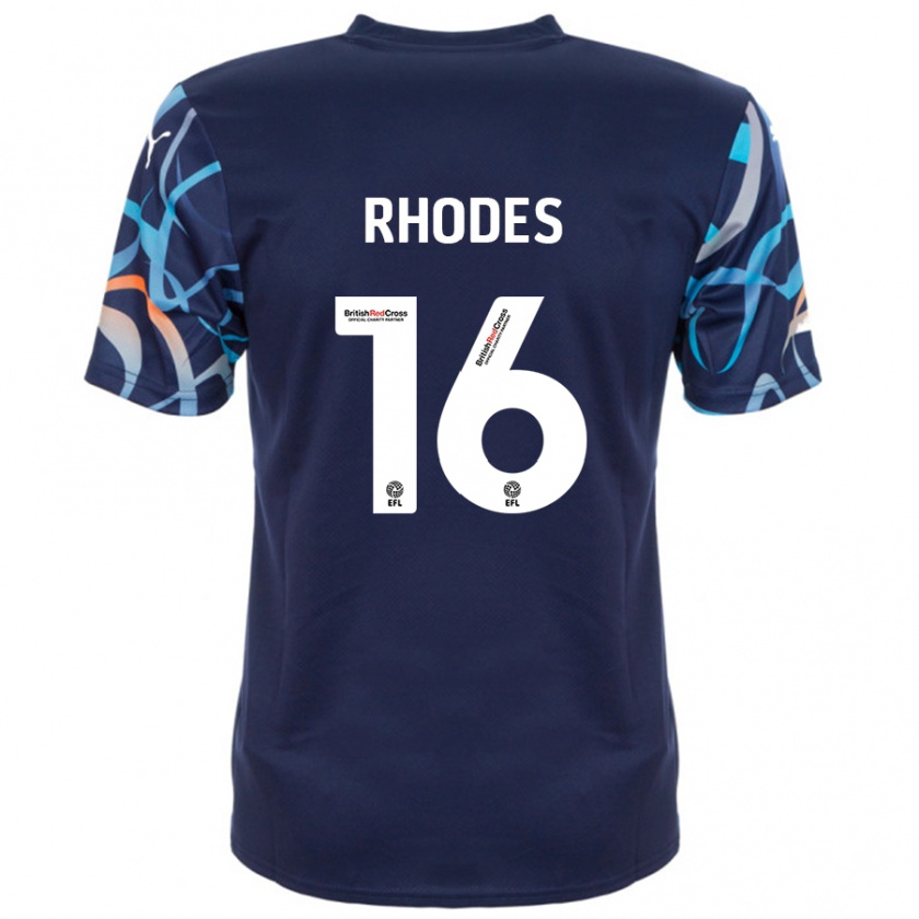 Kandiny Heren Jordan Rhodes #16 Marineblauw Uitshirt Uittenue 2024/25 T-Shirt België