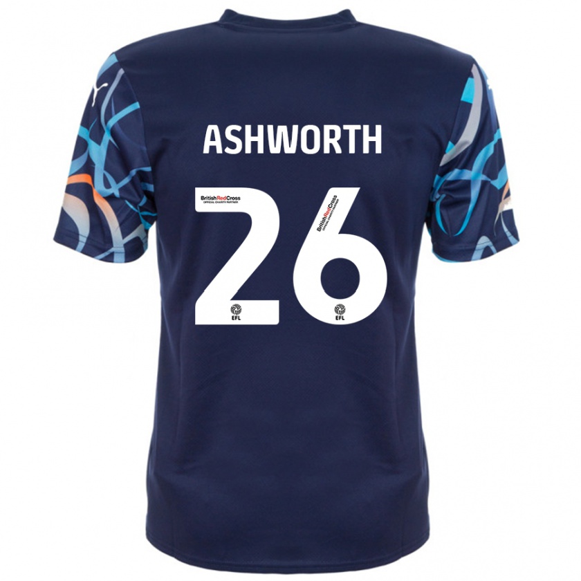 Kandiny Män Zac Ashworth #26 Marinblå Bortatröja Matchtröjor 2024/25 Tröjor T-Tröja