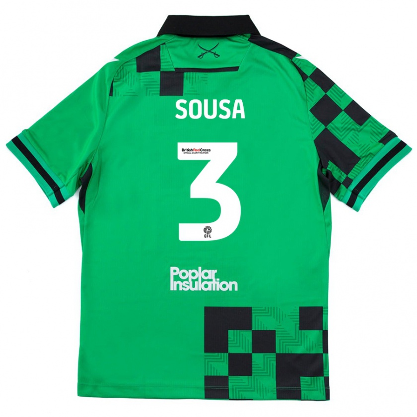 Kandiny Uomo Maglia Lino Sousa #3 Verde Nero Kit Gara Away 2024/25 Maglietta