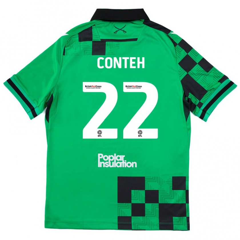 Kandiny Uomo Maglia Kamil Conteh #22 Verde Nero Kit Gara Away 2024/25 Maglietta