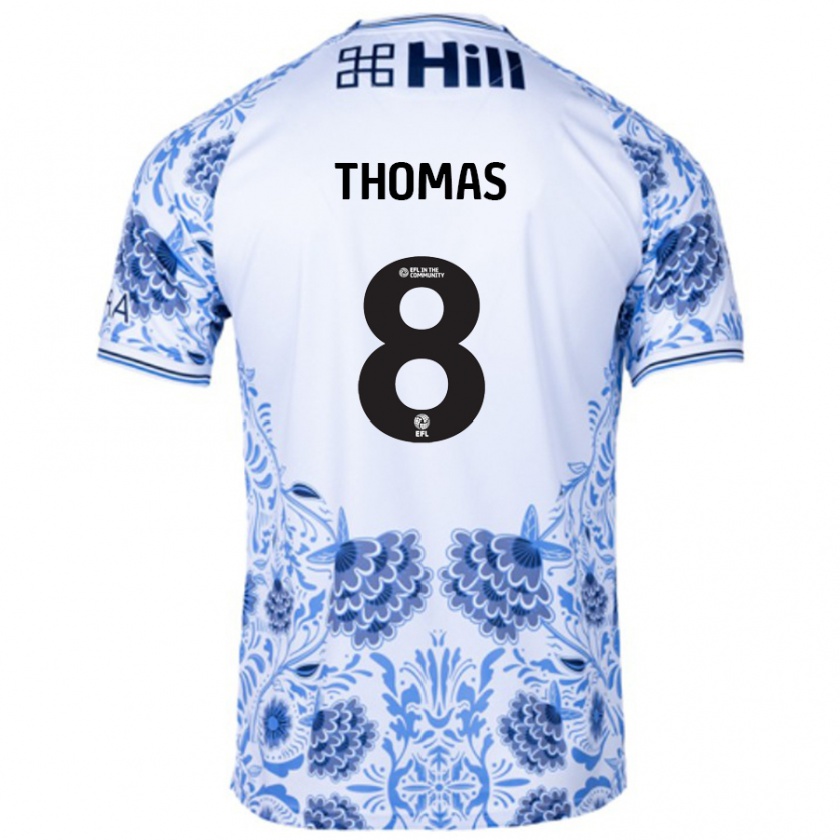 Kandiny Uomo Maglia George Thomas #8 Bianco Blu Kit Gara Away 2024/25 Maglietta