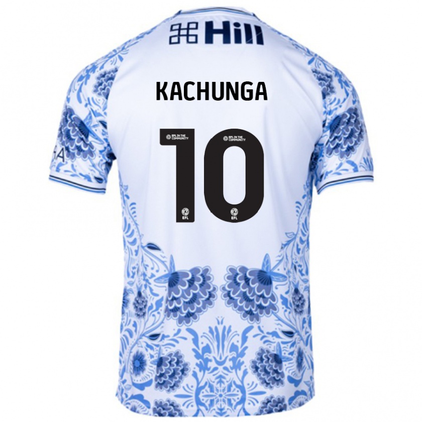 Kandiny Uomo Maglia Elias Kachunga #10 Bianco Blu Kit Gara Away 2024/25 Maglietta