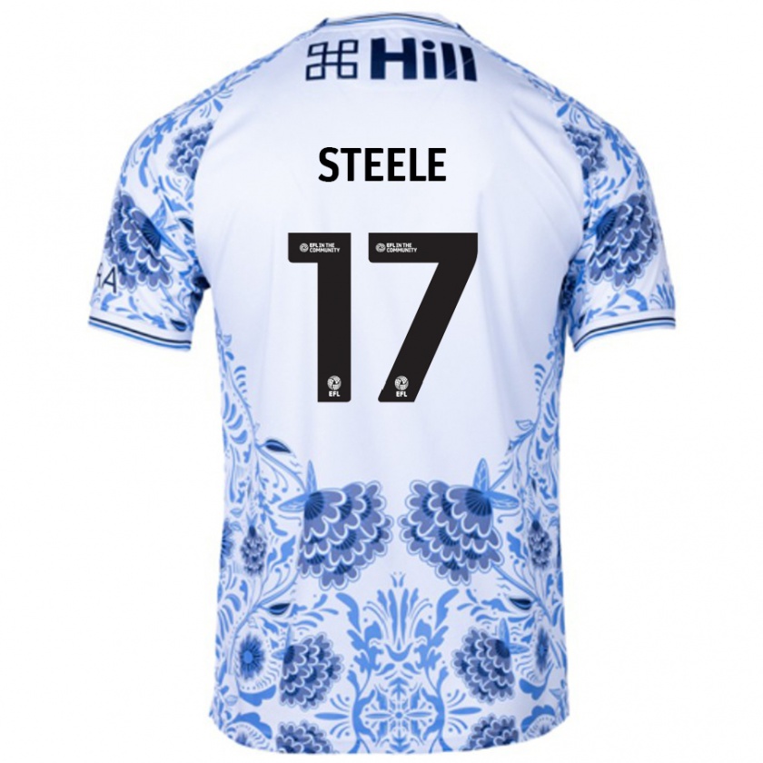 Kandiny Uomo Maglia Fran Steele #17 Bianco Blu Kit Gara Away 2024/25 Maglietta