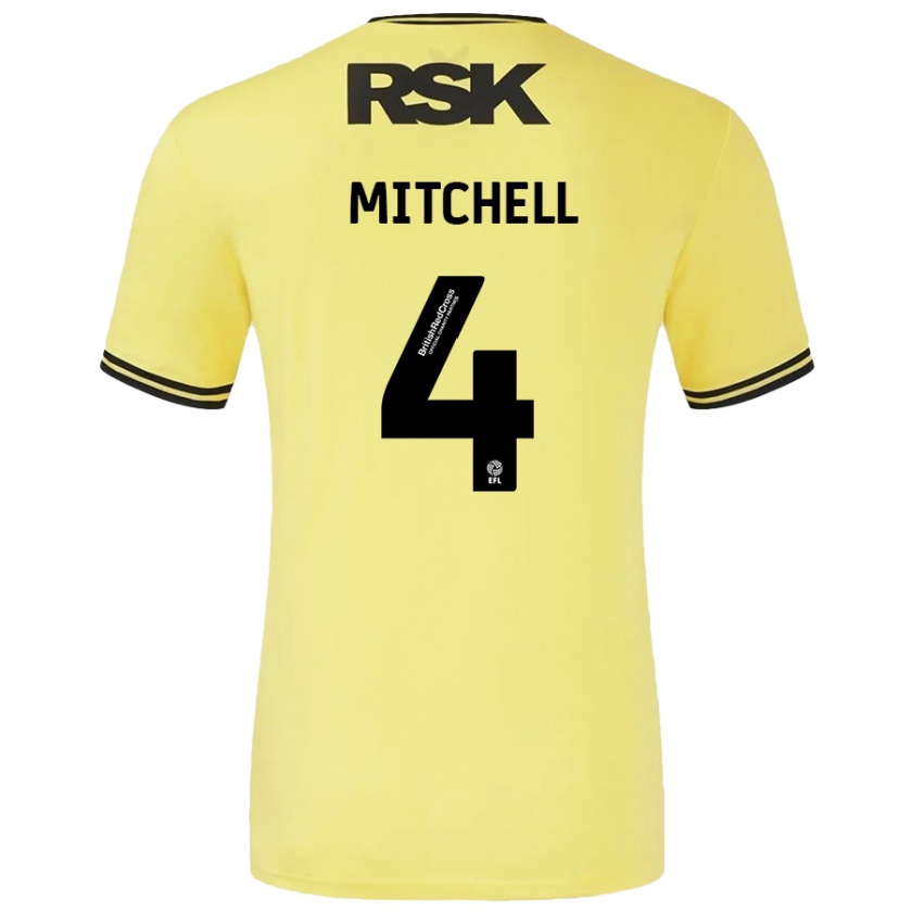 Kandiny Uomo Maglia Alex Mitchell #4 Giallo Nero Kit Gara Away 2024/25 Maglietta