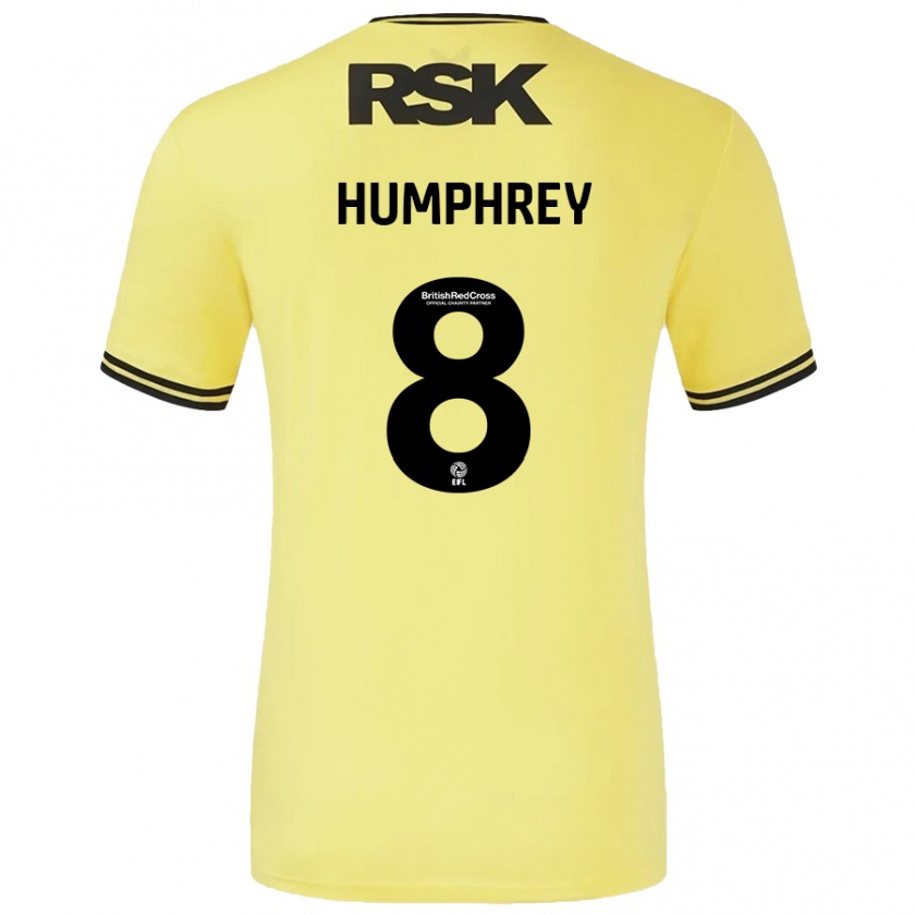 Kandiny Hombre Camiseta Carla Humphrey #8 Amarillo Negro 2ª Equipación 2024/25 La Camisa México