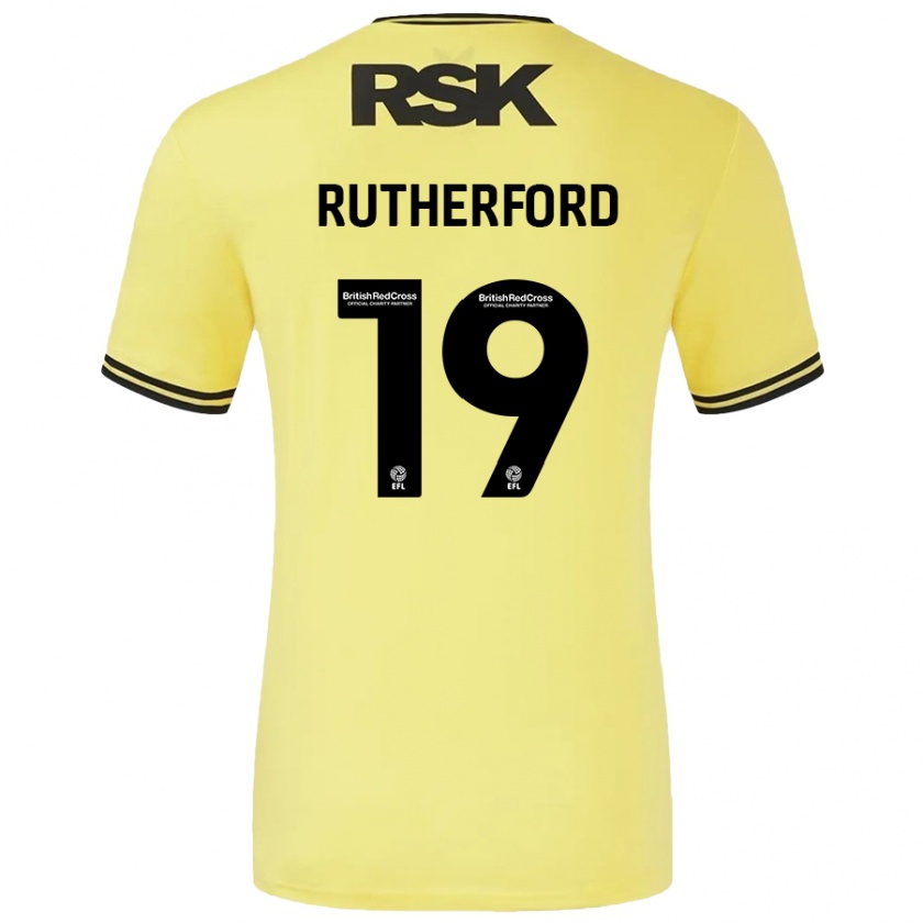 Kandiny Hombre Camiseta Ella Rutherford #19 Amarillo Negro 2ª Equipación 2024/25 La Camisa