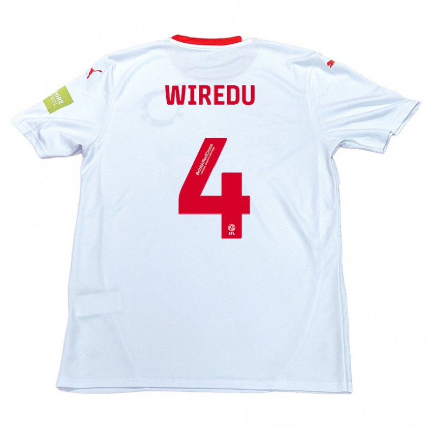 Kandiny Hombre Camiseta Brendan Wiredu #4 Blanco 2ª Equipación 2024/25 La Camisa