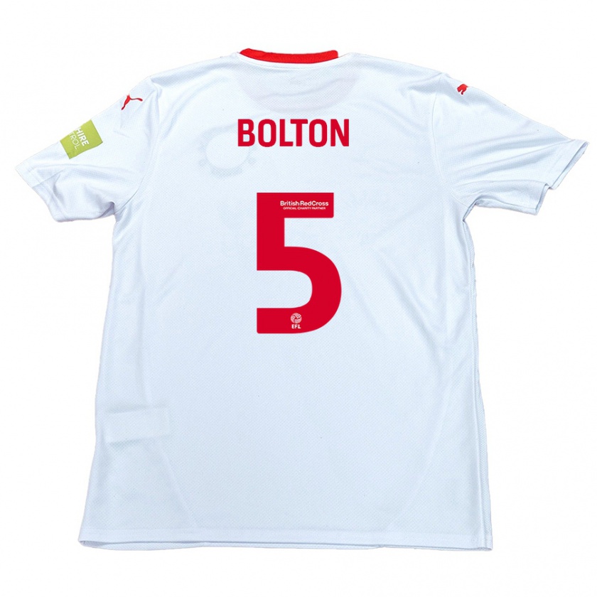 Kandiny Män James Bolton #5 Vit Bortatröja Matchtröjor 2024/25 Tröjor T-Tröja