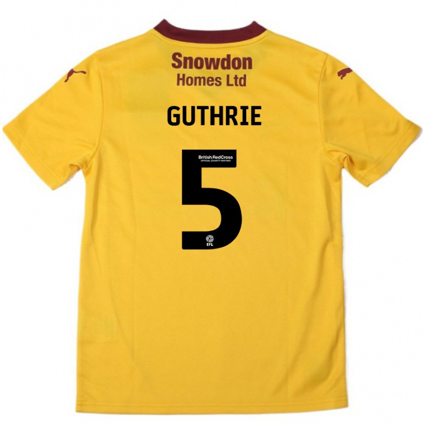 Kandiny Uomo Maglia Jon Guthrie #5 Arancione Borgogna Kit Gara Away 2024/25 Maglietta