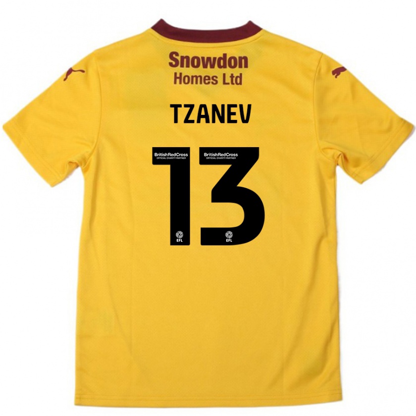 Kandiny Hombre Camiseta Nik Tzanev #13 Naranja Borgoña 2ª Equipación 2024/25 La Camisa