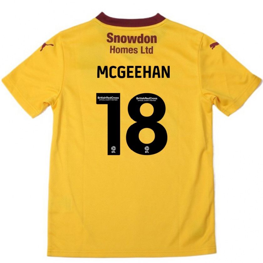 Kandiny Hombre Camiseta Cameron Mcgeehan #18 Naranja Borgoña 2ª Equipación 2024/25 La Camisa