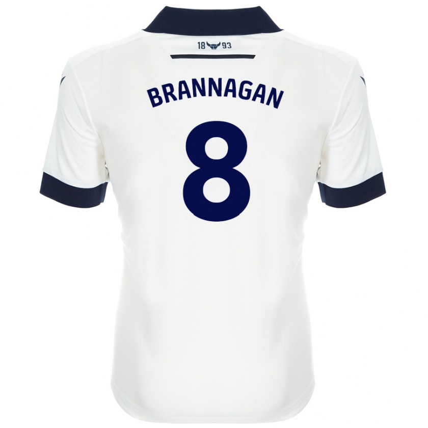 Kandiny Män Cameron Brannagan #8 Vit Marinblå Bortatröja Matchtröjor 2024/25 Tröjor T-Tröja