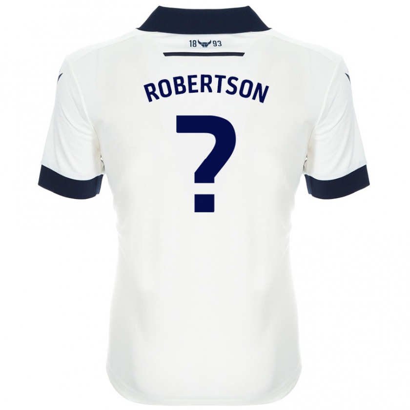 Kandiny Uomo Maglia Maddie Robertson #0 Bianco Blu Navy Kit Gara Away 2024/25 Maglietta