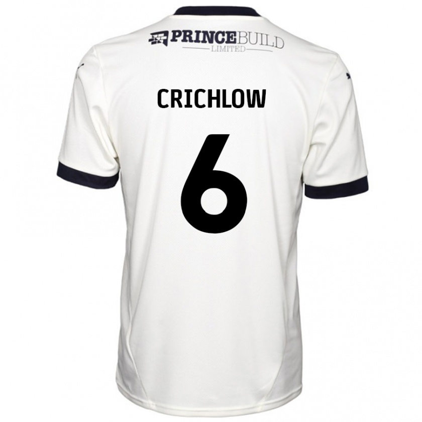 Kandiny Hombre Camiseta Romoney Crichlow #6 Blanquecino Negro 2ª Equipación 2024/25 La Camisa