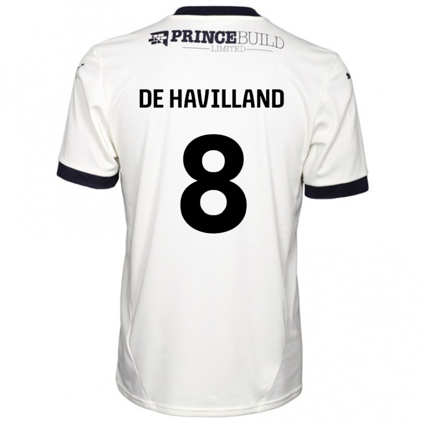 Kandiny Män Ryan De Havilland #8 Benvit Svart Bortatröja Matchtröjor 2024/25 Tröjor T-Tröja