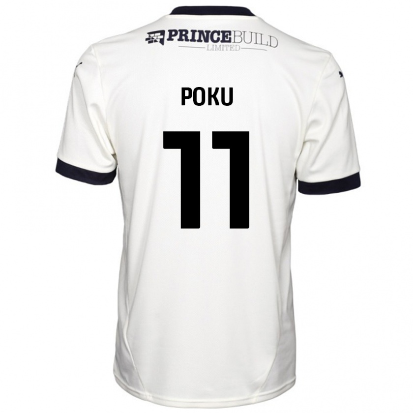 Kandiny Uomo Maglia Kwame Poku #11 Bianco Sporco Nero Kit Gara Away 2024/25 Maglietta