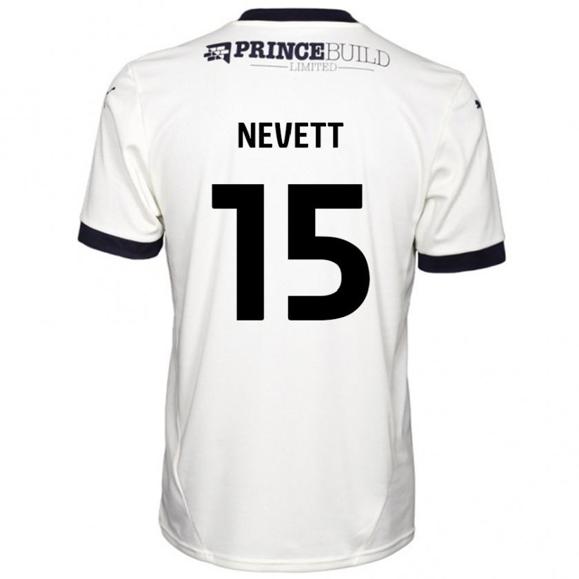 Kandiny Män George Nevett #15 Benvit Svart Bortatröja Matchtröjor 2024/25 Tröjor T-Tröja